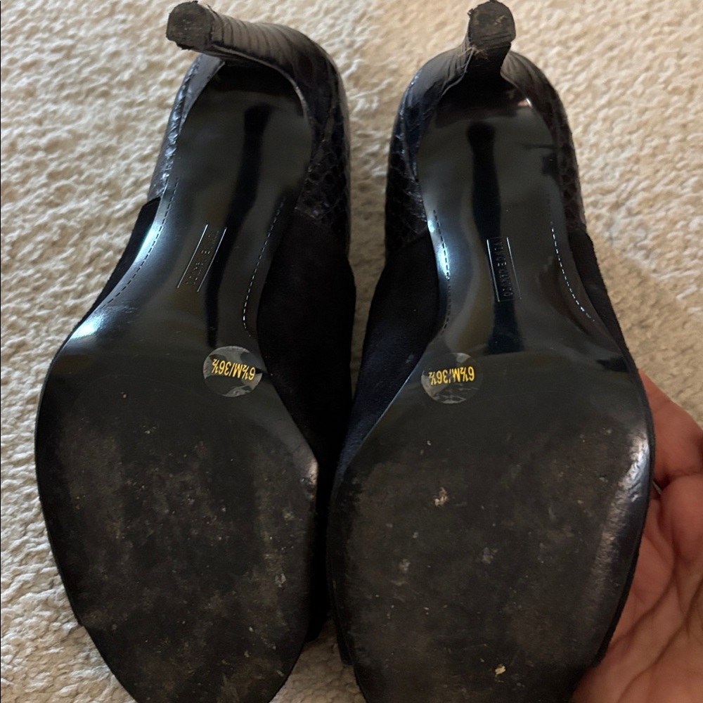 Vince Camuto open toe suede like acroc like high heels. Loved gently - Picture 3 of 8